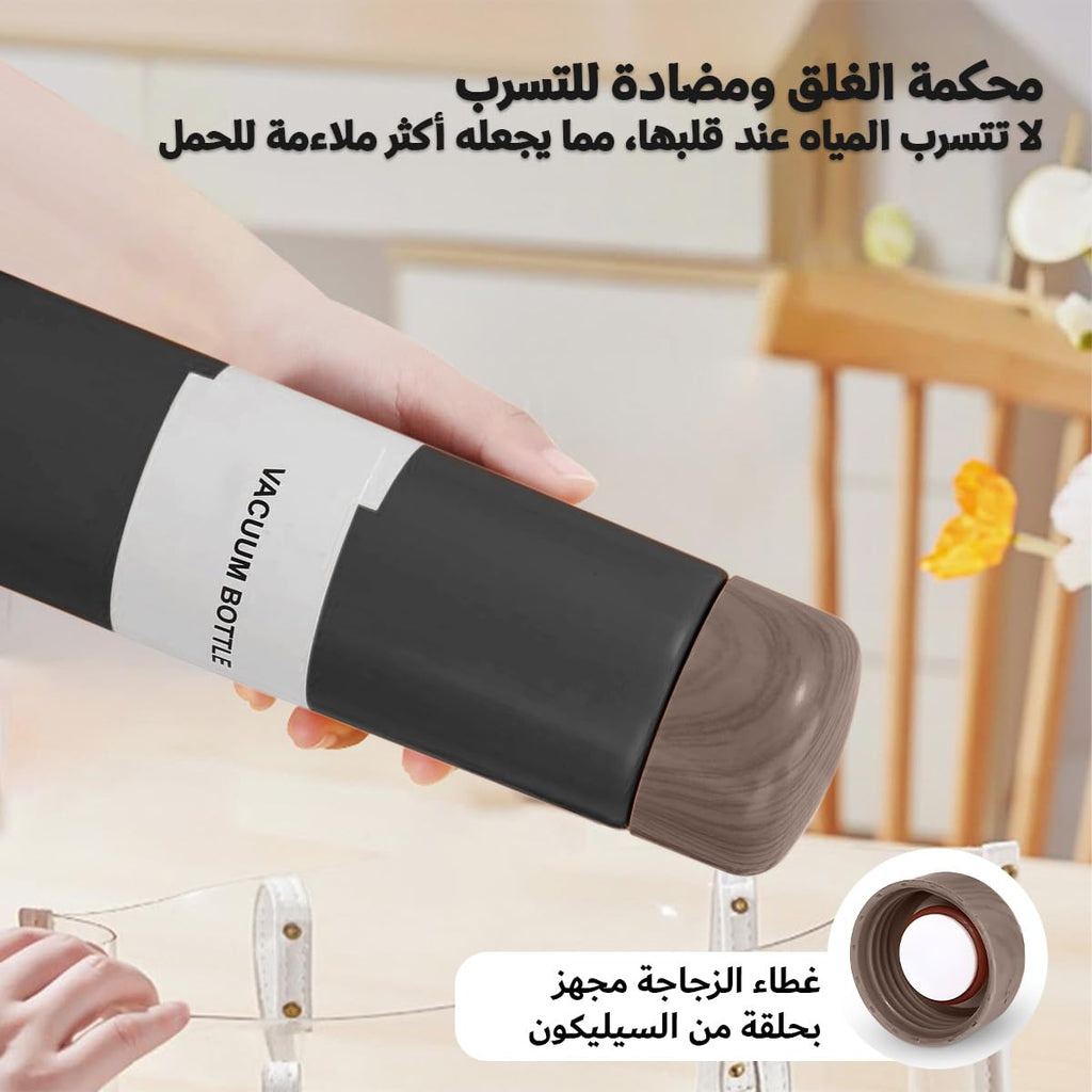 Water Bottle 250 ml Vacuum Insulated Stainless Steel Mini Flask, Slim Leakproof Reusable Travel Cup for Hot and Cold Drinks, Coffee, Tea, Office, School and Handbag (Black) - image 4