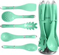 hanso Kitchen Utensils, Silicone Cooking Utensils Skimmer, Spoon, Pasta Server, Turner, and Stand Included! High-Quality, Durable, Food-Grade Silicon with Comfortable Handles, Set Of 6 PCS (Green) - image 1