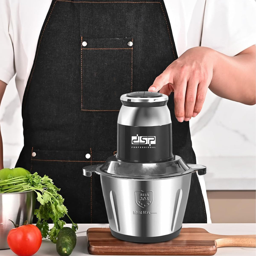 Electric Meat Grinder 3L, 300W Food Chopper with Stainless Steel Blades, 2-Speed Control and Pure Copper Motor for Meat, Vegetables, Onion and Garlic, Silver, KM4101 - image 6