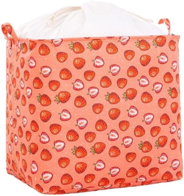 Wardrobe Organizer Bag, Large Capacity Clothes Storage Box with Built-In Steel Frame, Moisture-Resistant Fabric and Non-Slip Base for Blankets, Bedding and Closet, C-544 (Strawberry) - image 1