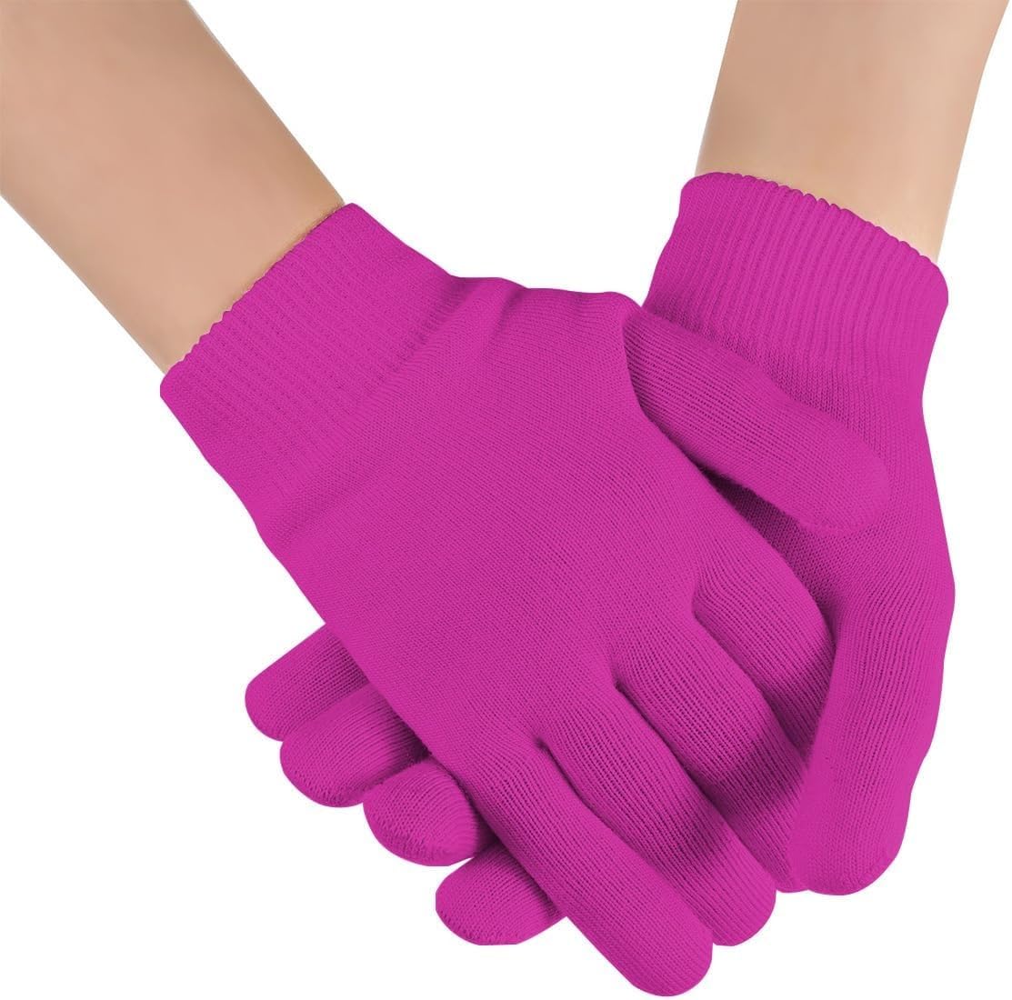 Moisturizing Gloves Spa Gel Hand Mask with Jojoba Oil Olive Oil and Vitamin E, Reusable Hand Care Gloves for Dry Rough-Feeling Hands, One Size (Pink) - image 1
