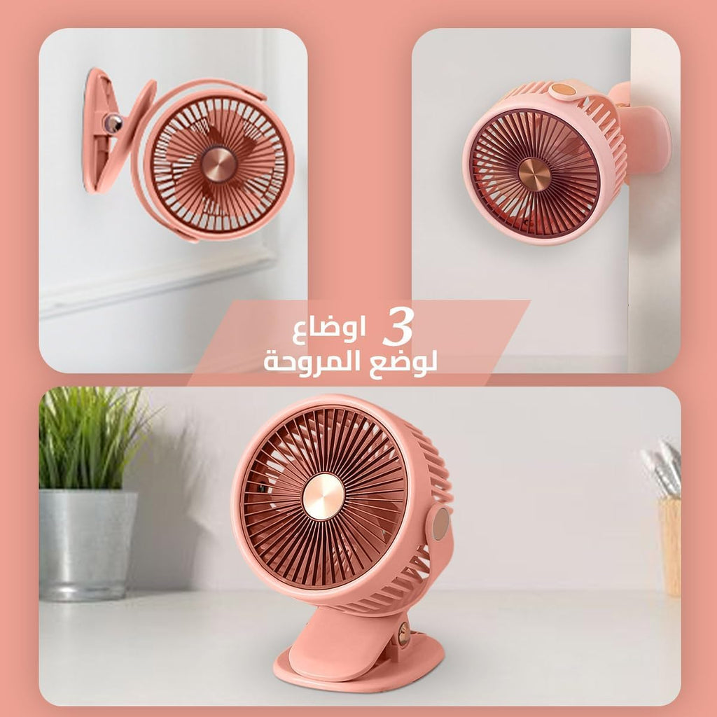 Portable Fan, Mini USB Handheld and Desk Fan with Stand, 3 Speeds, 5W Personal Cooling Fan for Travel, Home, Office and Daily Use, ZB125 (Pink) - image 3