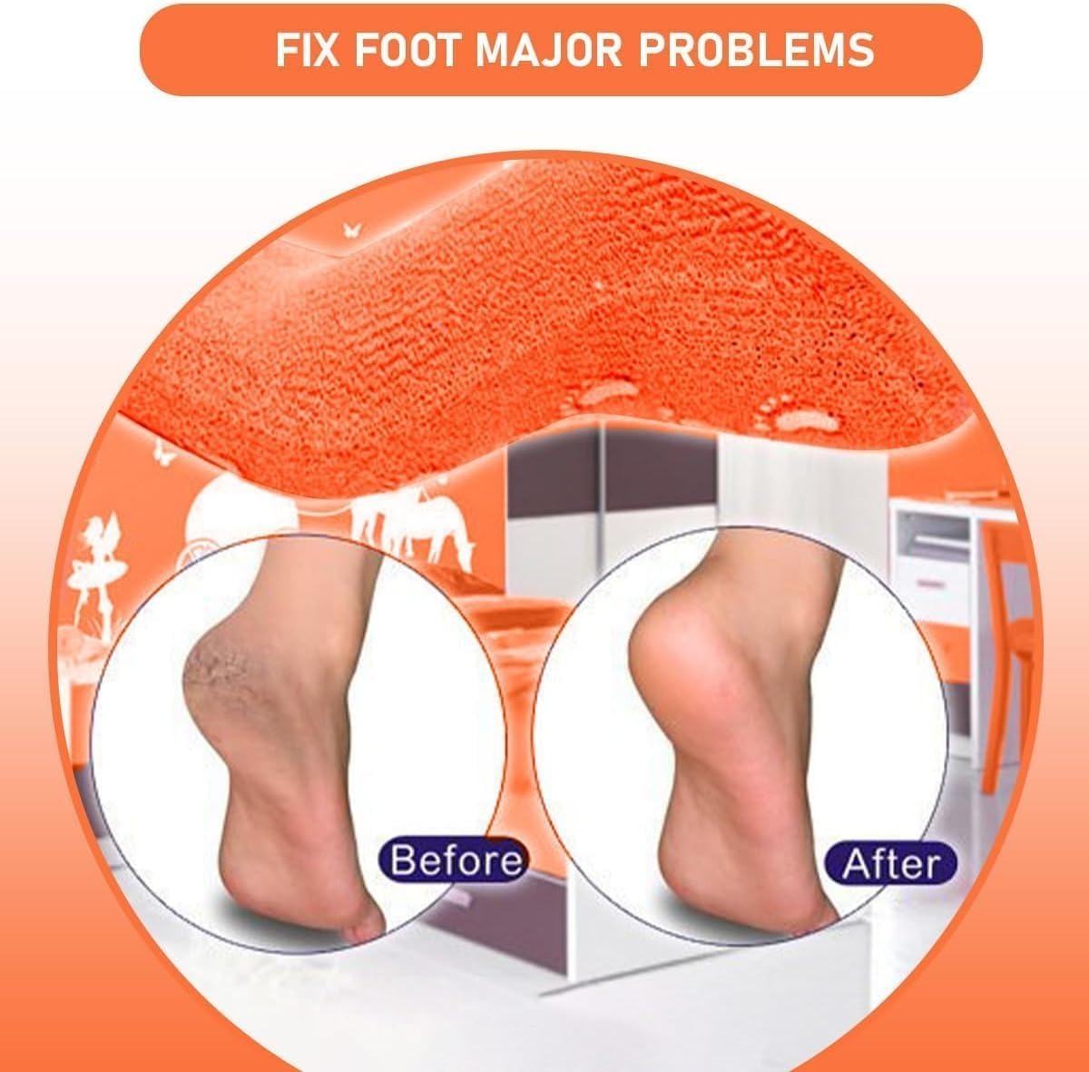 Moisturizing Gel Heel Socks for Dry and Cracked Heels, Jojoba Oil Olive Oil and Vitamin E, One Size Softening Spa Socks (Orange) - image 4