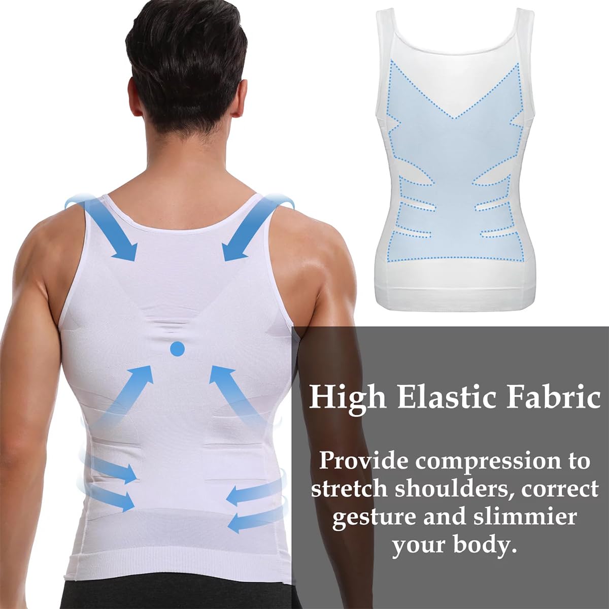 slim n lift slimming shirt for men, Under Shirt For Men, Men's Slimming Underwear Body Shaper Vest for a Trimmed Waistline and Defined Physique (1, White, S) - image 4
