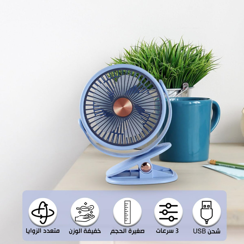 Mini Fan, USB Handheld and Desk Fan with 3 Speeds, 5W Portable Personal Cooling Fan with Stand for Home, Office, Study and Travel, ZB125 (Blue) - image 2