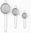 Fine Mesh Strainer Set, 3-Piece Stainless Steel Kitchen Sieves with Long Handles and Hanging Hooks for Tea, Juice, Flour, Baking and Food Straining, Silver - image 1