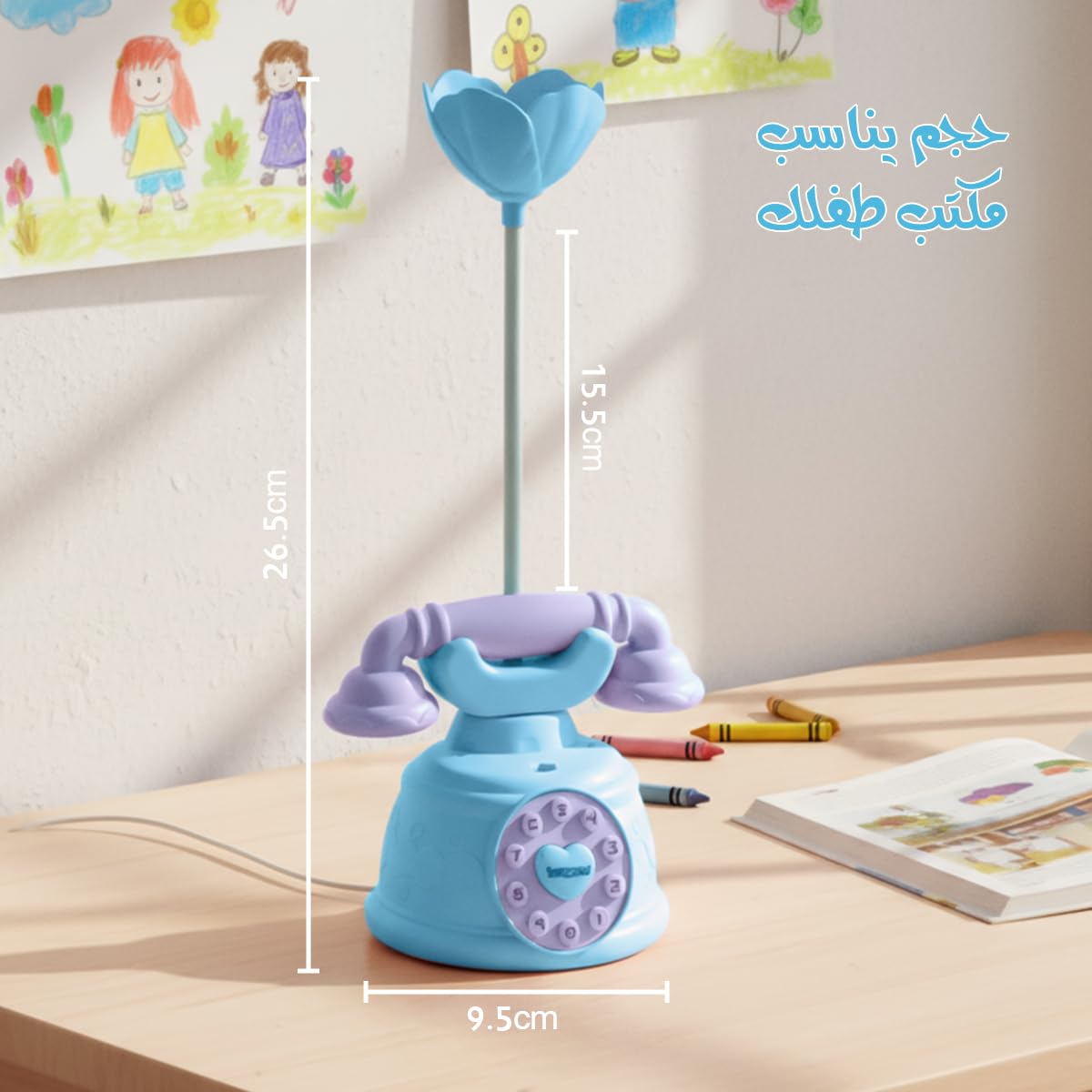LED Desk Lamp, Foldable Cartoon Table Light with Power Switch and Multi-Angle Adjustment, Soft Study and Reading Lamp for Bedroom, Bedside and Students (Blue) - image 5