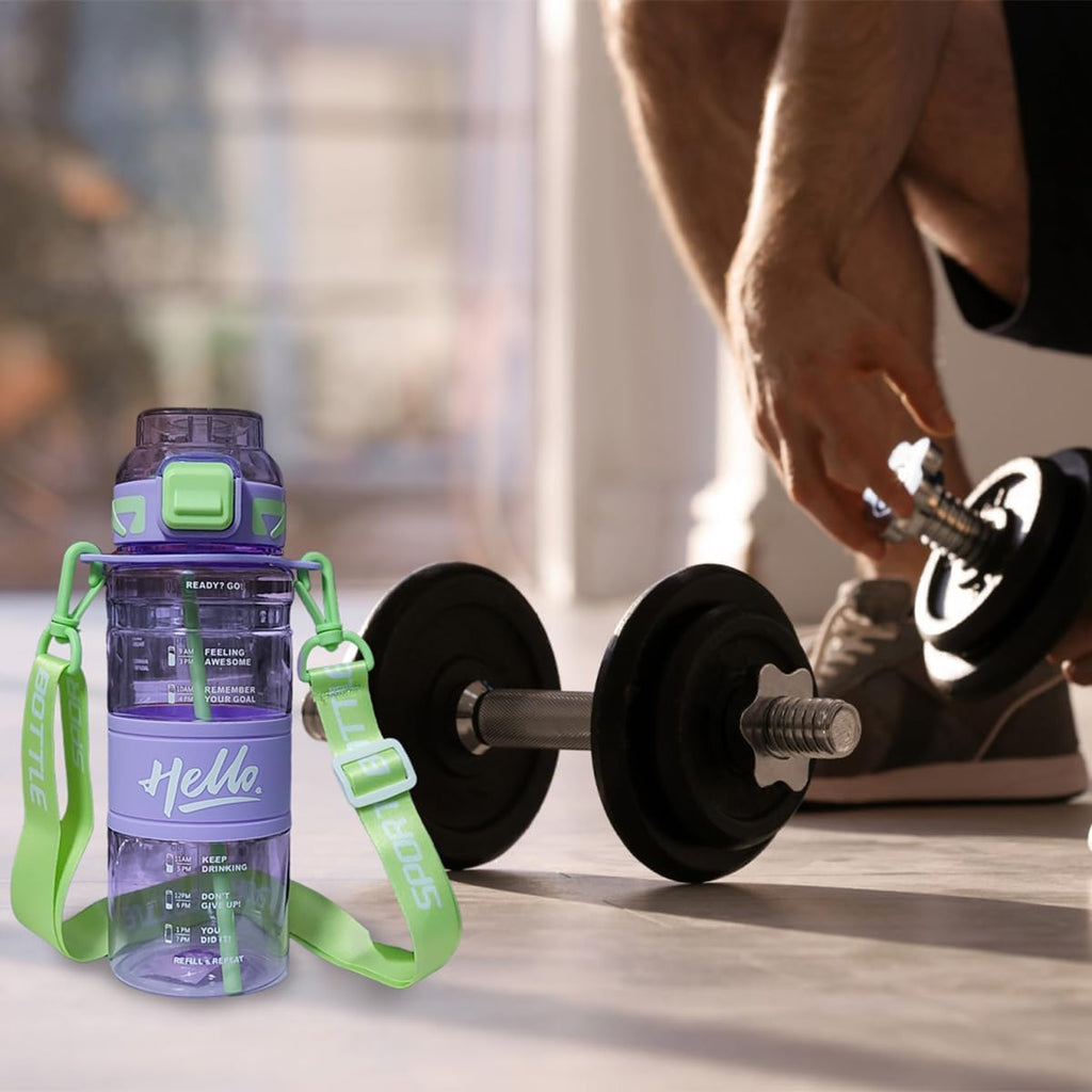 Water Bottle 720 ml with Straw, Leakproof Sports Drinking Bottle with Flip Top Lid for School, Gym, Travel and Daily Use (Purple) - image 6