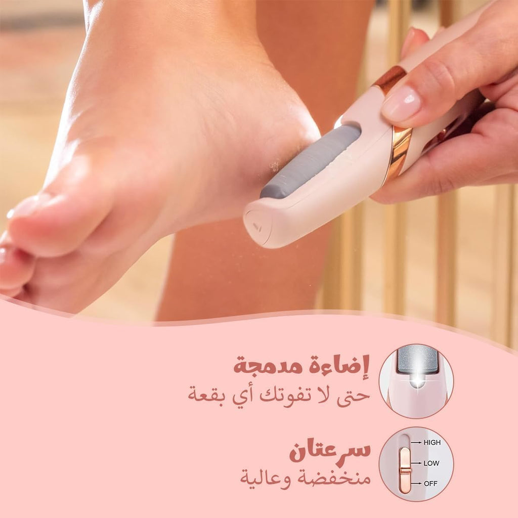 Electric Foot File, Dual-Speed Callus Remover with Easy-Reach Ergonomic Handle for Dry Rough Heels, Toes and Feet, Portable Pedicure Tool, Pink - image 3