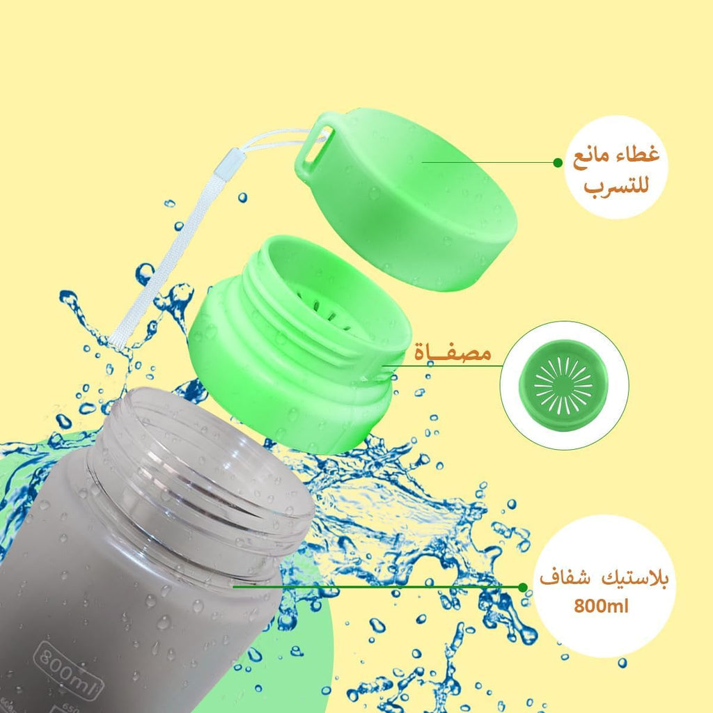 Water Bottle 800ml, BPA-Free Sports Bottle with Built-In Tea Infuser and Easy-Clean Round Design for Gym, Running, Cycling, Travel and Outdoor Activities, Green - image 4