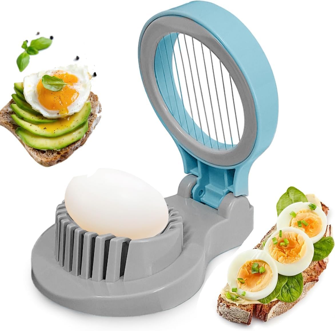 Egg Slicer – Egg Cutter, Bpa-Free Food-Safe Tool For Hard Boiled Eggs, Easily Cuts Into Slices (Blue) - image 1