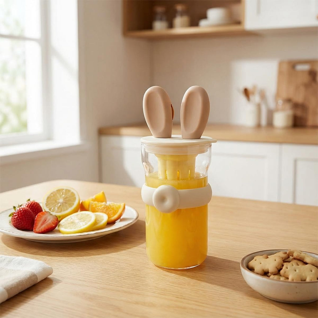 Water Bottle, Glass with Straw and Handle, 600 ml Strainer Cup, Leak-proof BPA-free Easy-grip Lid for Juice, Milk and Tea, for Indoor and Outdoor, GG-2519 (Creamy, Yellow) - image 7