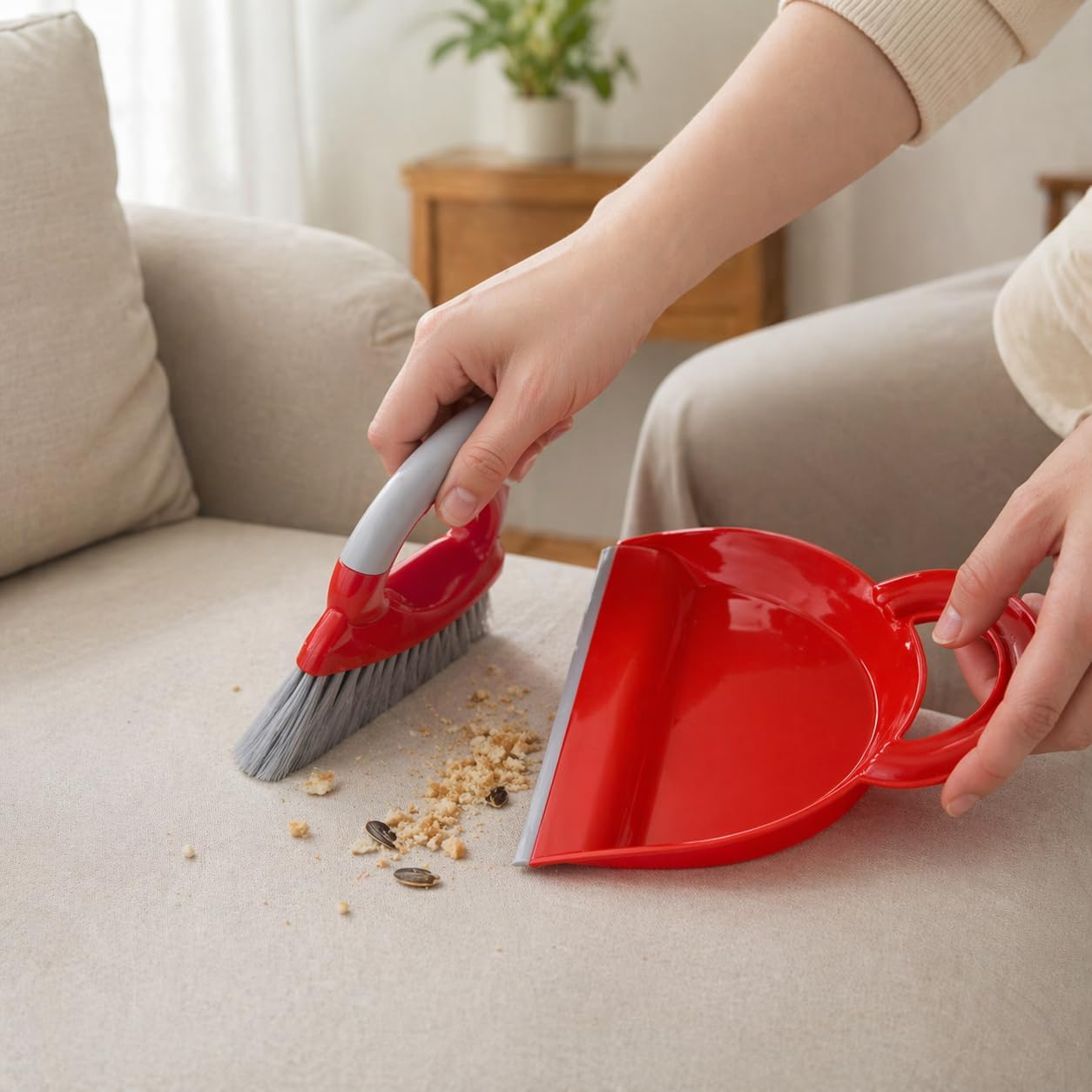 Mini Dustpan and Brush Set, Handheld Table Sweeper with Compact ABS Cleaning Broom for Desk, Keyboard, Sofa, Car Seats, Countertops and Small Spaces, Red - image 6