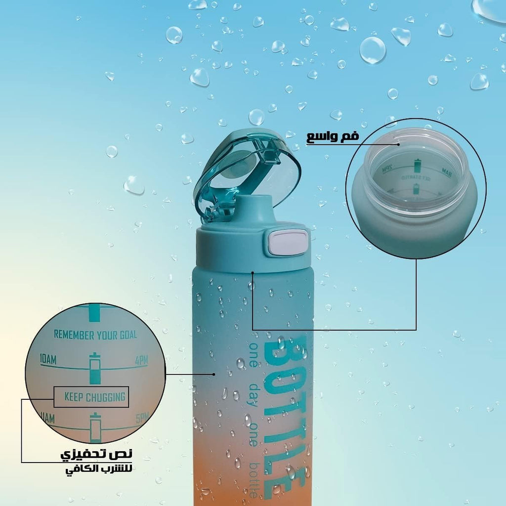 Water Bottle 1L with Handle, Vacuum Insulated Double-Wall Sports Bottle, Leak-Proof BPA-Free Reusable Flask for Gym, Office, School, Travel and Outdoor Use (Blue & Orange) - image 4