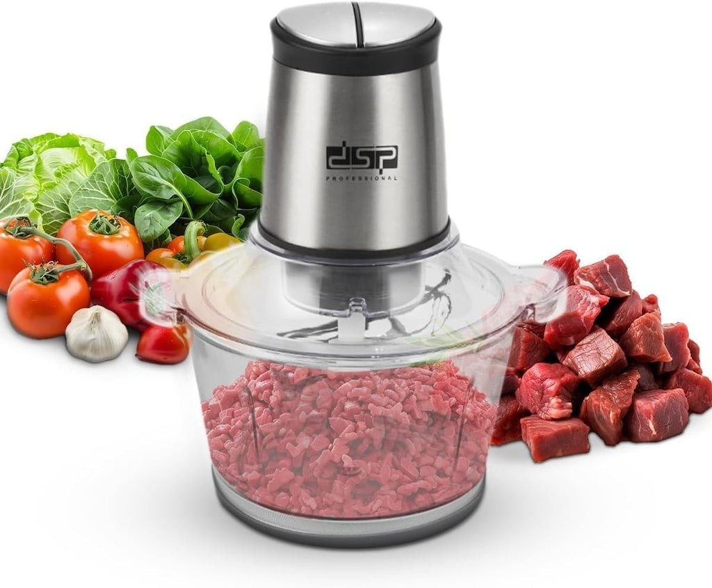 Electric Chopper 300W, 1.5L Glass Bowl Food Processor with 2 Speeds and Stainless Steel Blades for Meat, Vegetables, Onion and Garlic, Easy to Clean, KM4050 - image 1