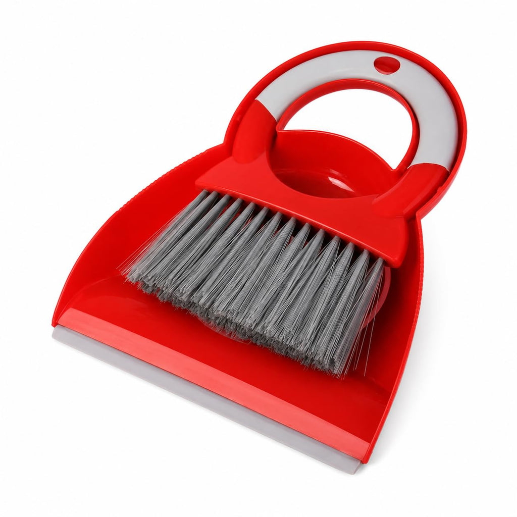 Mini Dustpan and Brush Set, Handheld Table Sweeper with Compact ABS Cleaning Broom for Desk, Keyboard, Sofa, Car Seats, Countertops and Small Spaces, Red - image 1