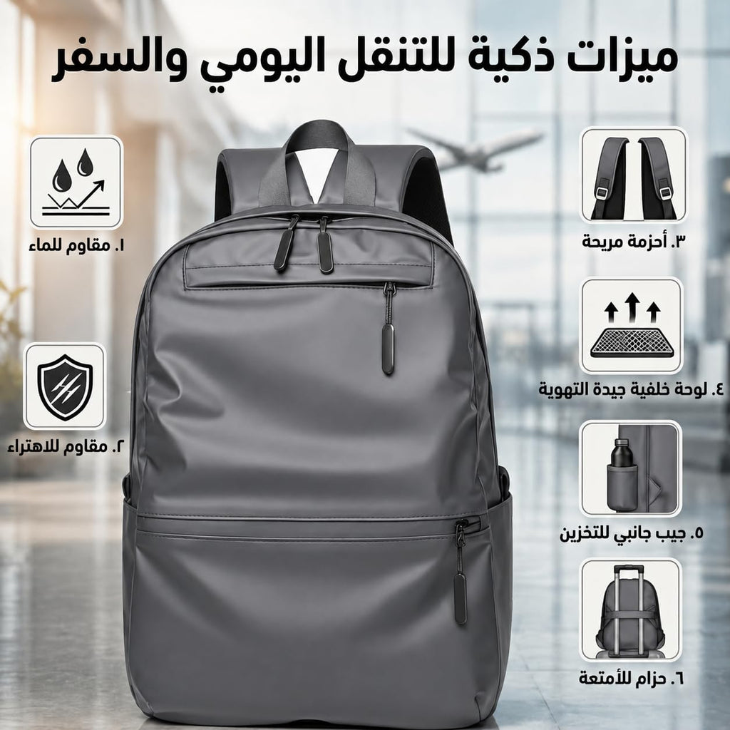 Laptop Backpack with USB Charging Port, Lightweight Nylon Multi-Pocket Large Capacity Bag for Work, School, University and Travel, Men and Women (Grey) - image 3
