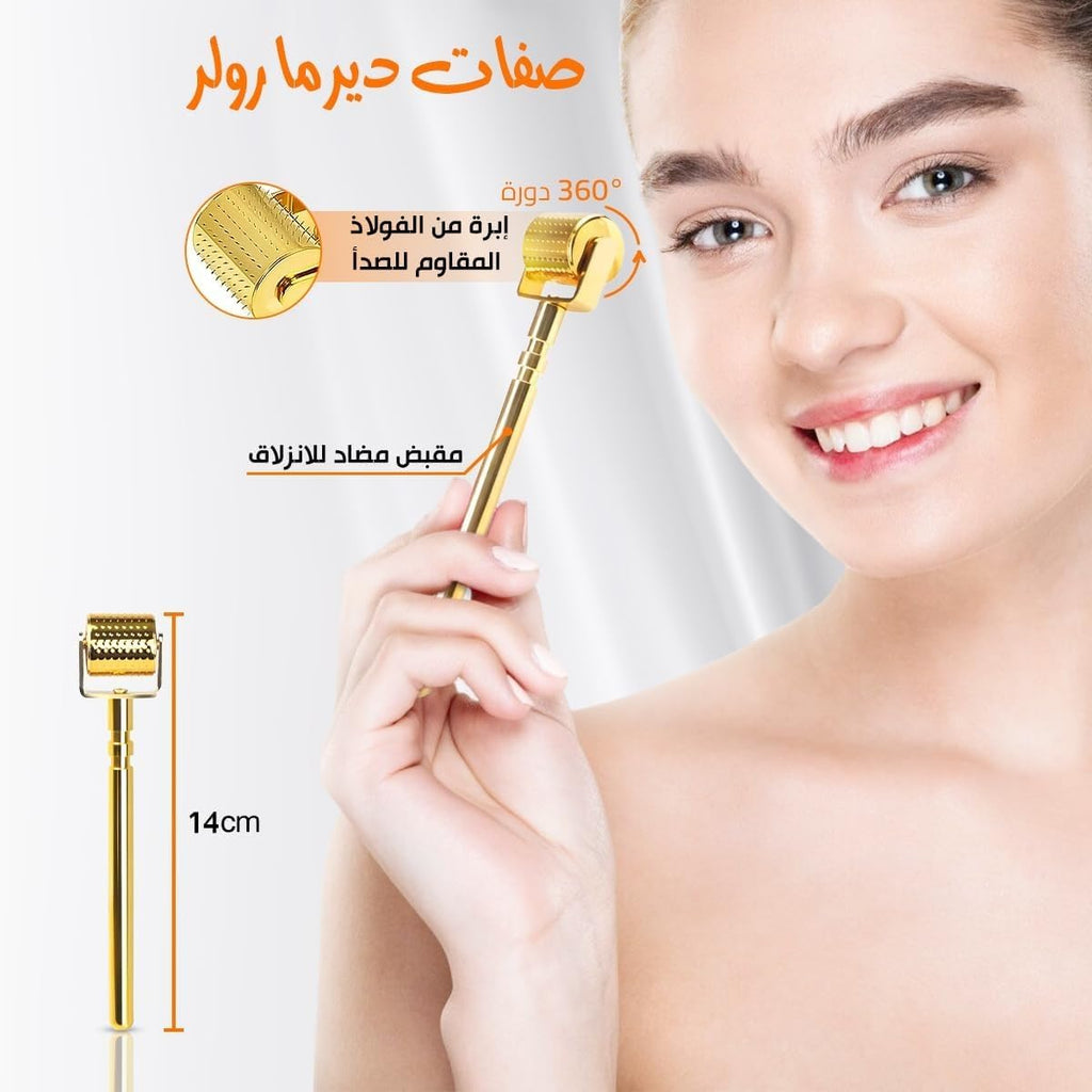 Derma Roller 1.5mm, 540 Titanium Microneedles for Face and Body, Handheld Cosmetic Skin Care Roller with Ergonomic Grip for Men and Women - image 3