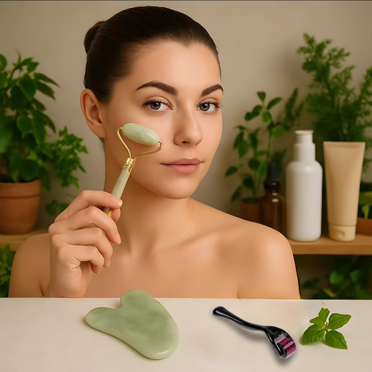 Facial Roller Set 3 in 1, Handheld Face Massager Tools for Face, Neck and Under-Eye Care, Lightweight Compact Skincare Accessories - image 7
