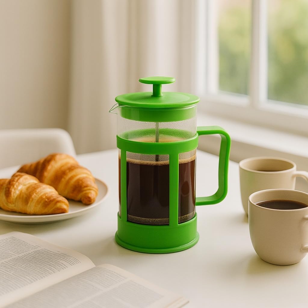 French Press Coffee Maker 350ml, Glass Coffee and Tea Press with Stainless Steel Filter, Compact Manual Cafetiere for Home, Office and Travel (Green) - image 5