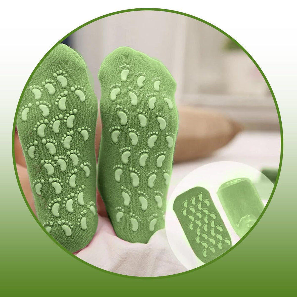 Moisturizing Gel Socks for Dry Cracked Heels, Silicone Spa Heel Socks with Jojoba Oil Olive Oil Vitamin E, Foot Care Pedicure Socks for Women and Men, Reusable Soft Feet Treatment, hanso (Green) - image 6
