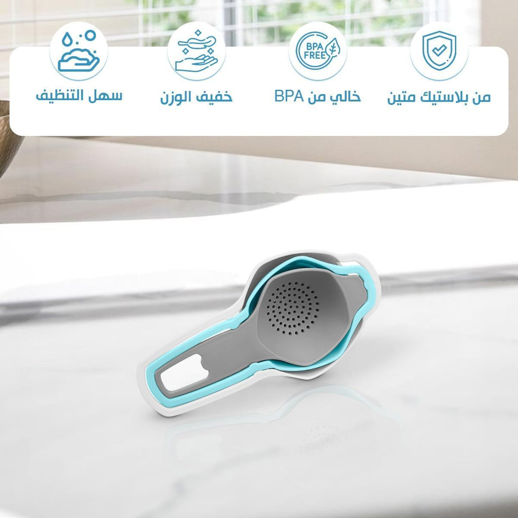 Egg Separator Set, 3-Piece Plastic Egg Yolk and White Divider with Strainer and Funnel for Baking, Cooking, Omelettes and Desserts, (Grey, Light Blue and White) - image 2