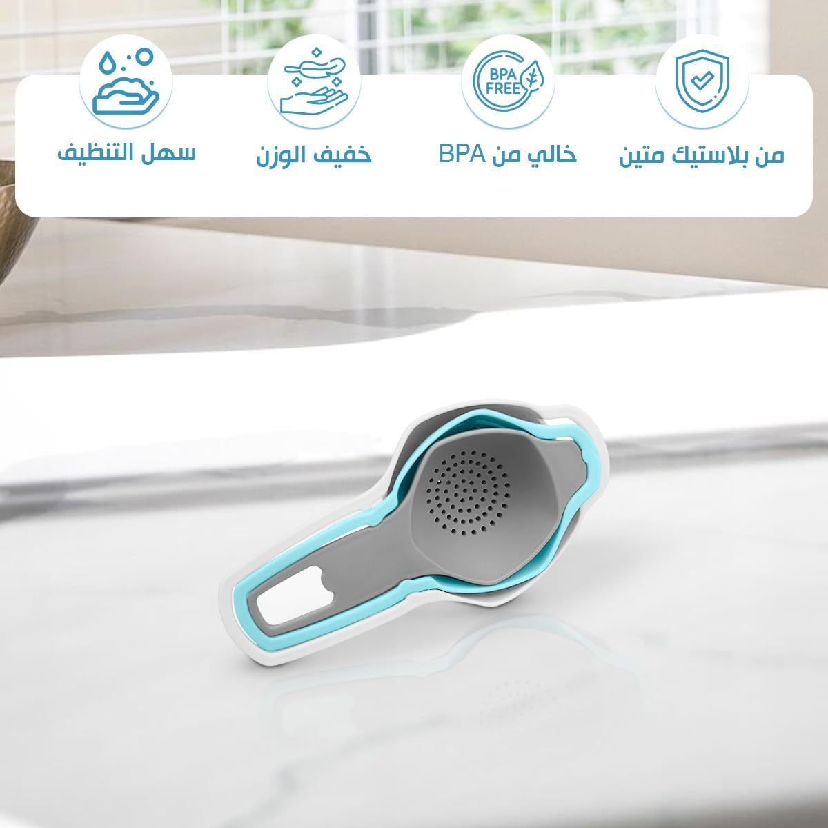 Egg Separator Set, 3-Piece Plastic Egg Yolk and White Divider with Strainer and Funnel for Baking, Cooking, Omelettes and Desserts, (Grey, Light Blue and White) - image 2
