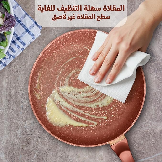 Granite Frying Pan Set Non-Stick 3 Piece 20cm 24cm 28cm, PFOA BPA Lead Cadmium Free, Induction and Gas Stove Compatible, Soft Touch Handle - image 7