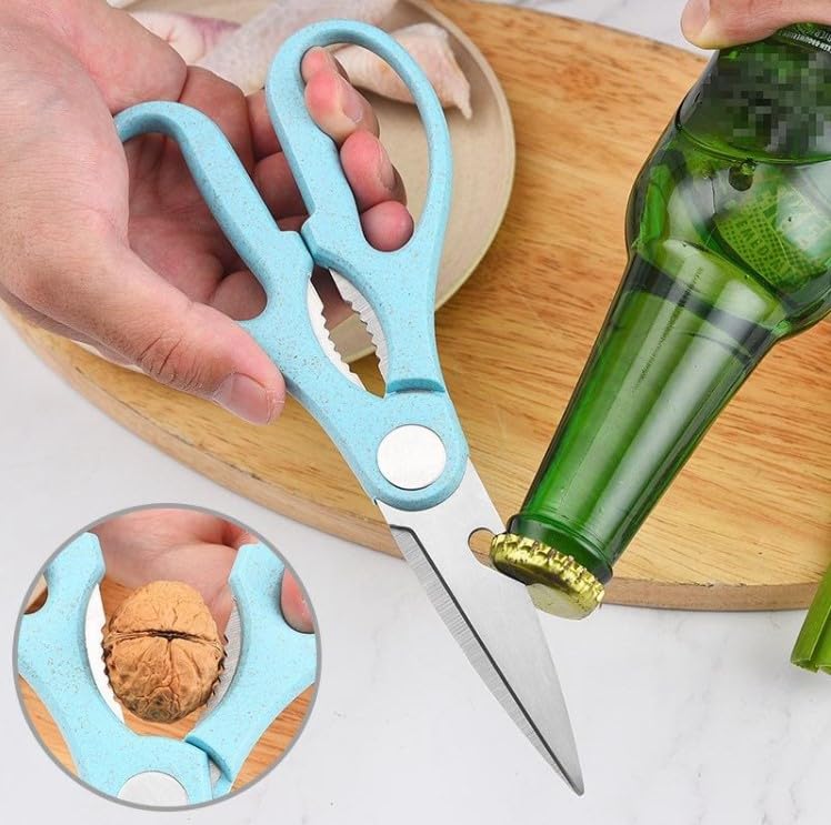 Kitchen Scissors Stainless Steel, Multi-Function Poultry Shears with Magnetic Cover, Nut Cracker, Bottle Opener and Ergonomic Grip for Chicken, Meat, Herbs and Vegetables, S-233 - image 2