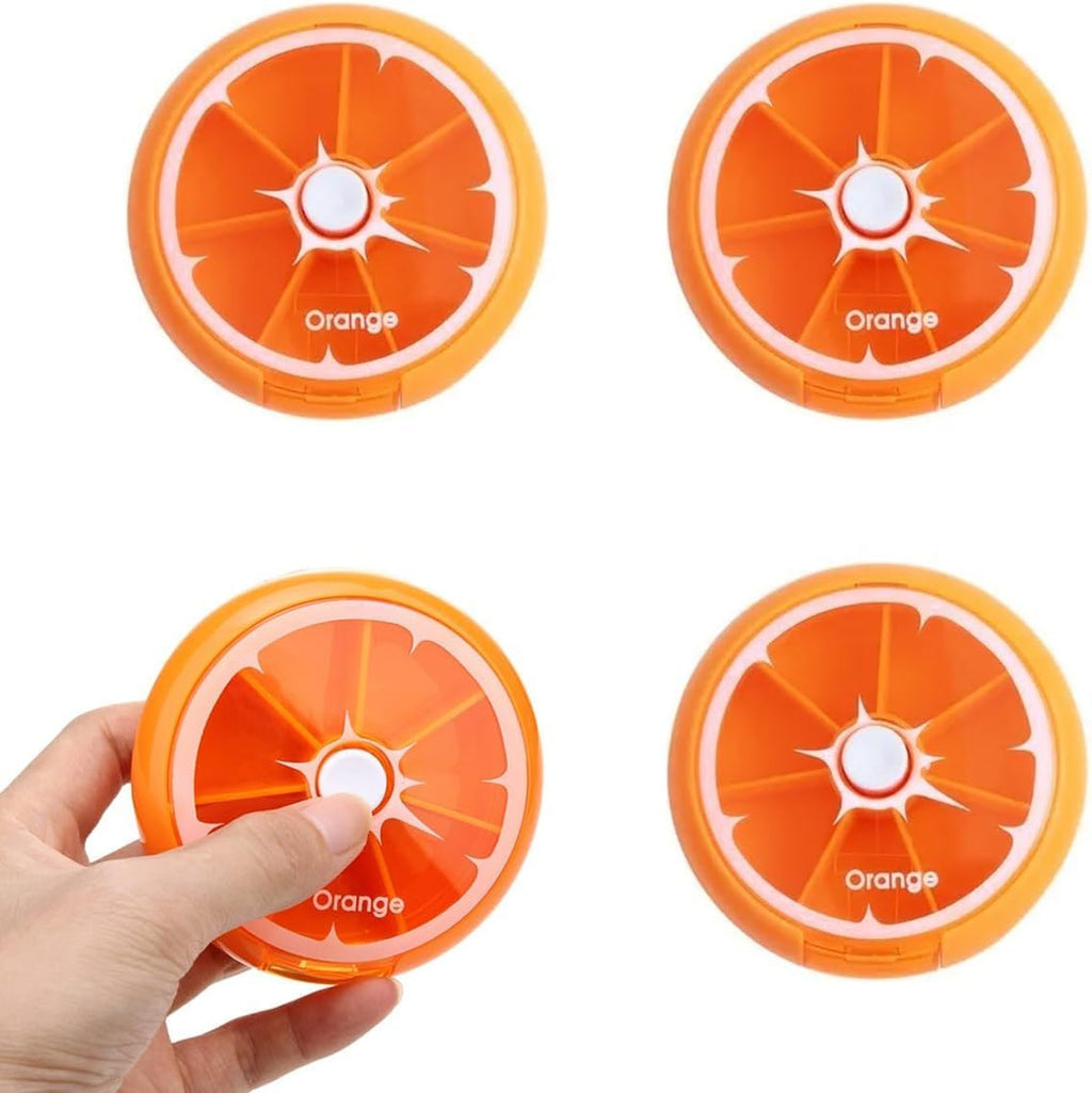 pill pro organizer Compact 7-Day Pill Dispenser Portable Round Organizer for Medications, Vitamins, and More (Set Of 4 PCS (Orange)) - image 1