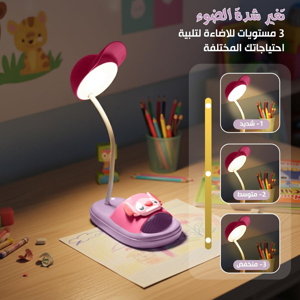 LED Desk Lamp, Foldable Table Light with 3 Brightness Levels and Adjustable Angle for Study, Reading, Bedroom and Office (Light purple & Dark pink) - image 3