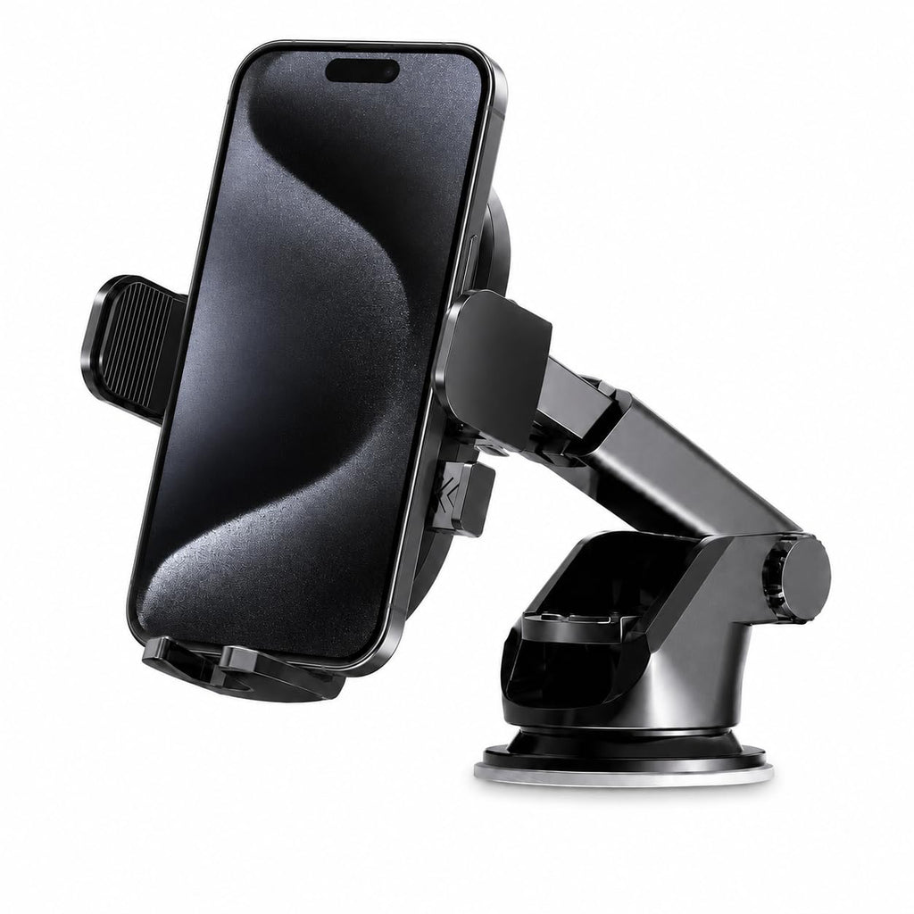 Car Phone Holder, 360° Rotating Adjustable Mobile Mount, Compact Lightweight ABS Smartphone Stand for Navigation, Travel and Daily Driving, Black - image 1