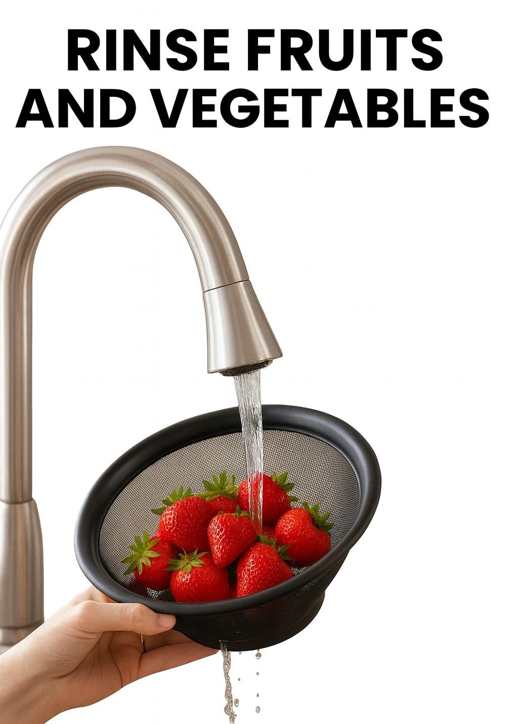 Colander, 22 cm Stainless Steel Wire Mesh Strainer Basket with Tall Rim, Heavy-Duty Kitchen Drainer for Washing and Rinsing Vegetables and Fruit - image 3