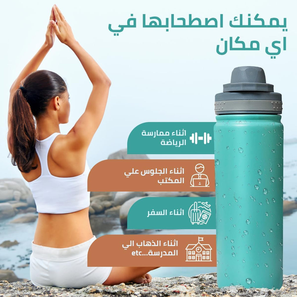 Water Bottle 530ml 18/8 Stainless Steel Vacuum Insulated Thermal Flask, Double-Wall BPA-Free Leak-Proof for Hot Cold Drinks Travel Gym Office, Green - image 6