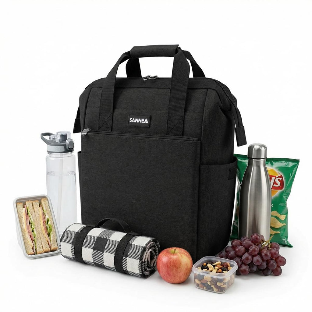 Lunch Bag 10 L, Thermal Food Cooler Tote, Waterproof Leakproof Lunch Box Carrier for Work, School, Picnic, Travel, Hot and Cold Meals, BB-524 (Black) - image 1