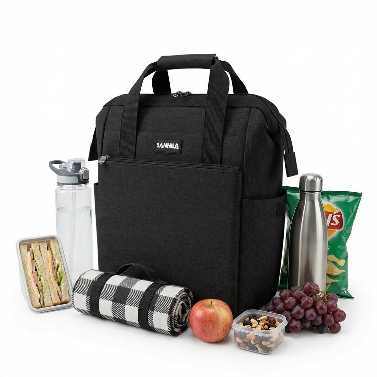 Lunch Bag 10 L, Thermal Food Cooler Tote, Waterproof Leakproof Lunch Box Carrier for Work, School, Picnic, Travel, Hot and Cold Meals, BB-524 (Black) - image 1