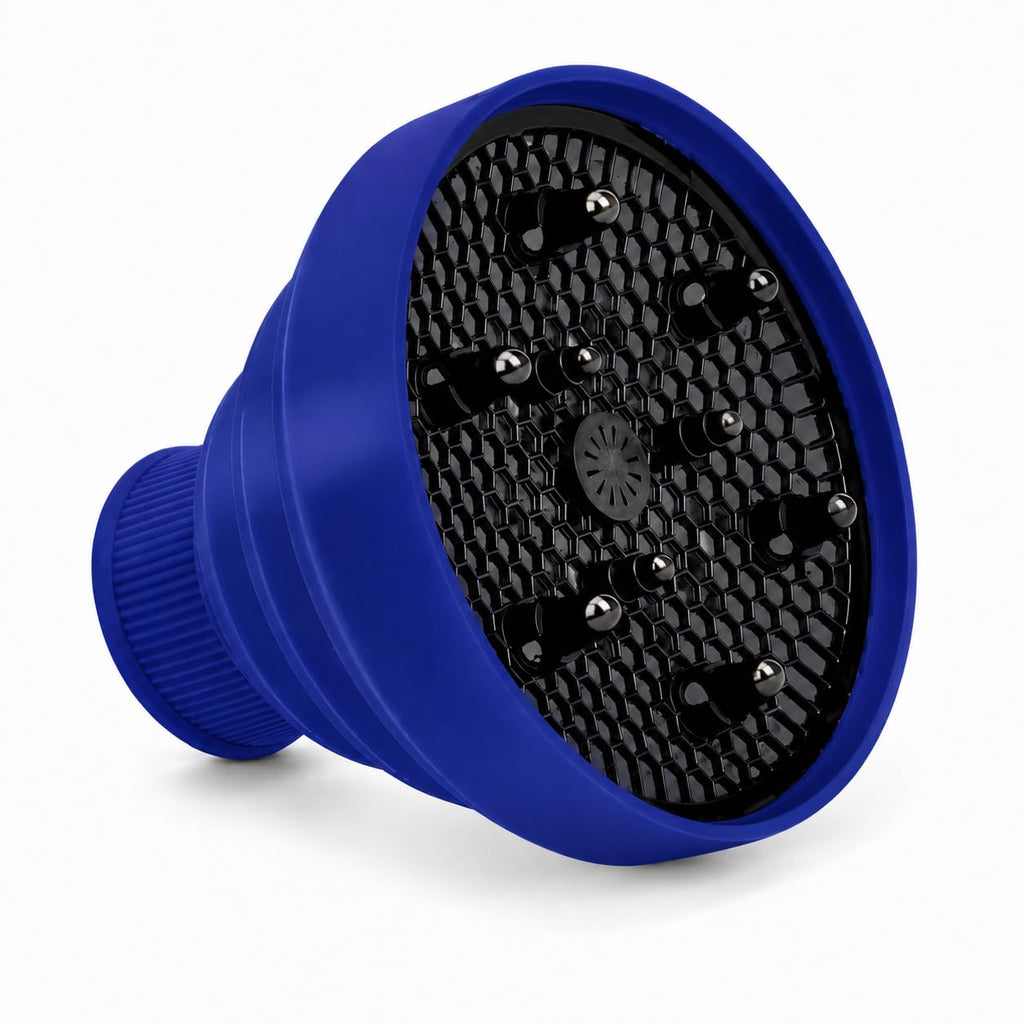 Hair Dryer Diffuser, Universal Silicone Collapsible Blow Dryer Attachment for Curly and Wavy Hair, Even Airflow Volume Styling and Frizz Control, Fits Most Hair Dryers (Blue) - image 1
