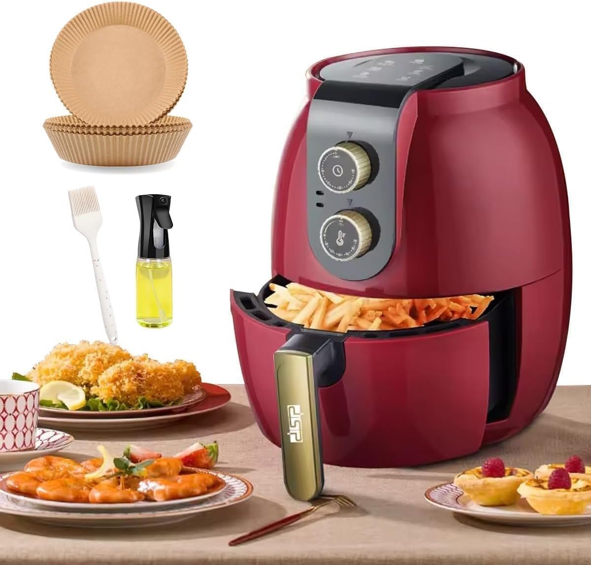 Air Fryer 2.6L, 1300W Electric Hot Air Fryer with Adjustable Temperature, 30-Minute Timer, Non-Stick Basket, Auto Shut-Off and 3-Piece Accessory Set, KB2073 - image 1