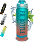 Water Bottle 1L with Handle and Time Marker, Leak-Proof Sport Drinking Bottle, BPA Free Reusable 1000ml for Gym, Travel, Office and School (Blue) - image 1