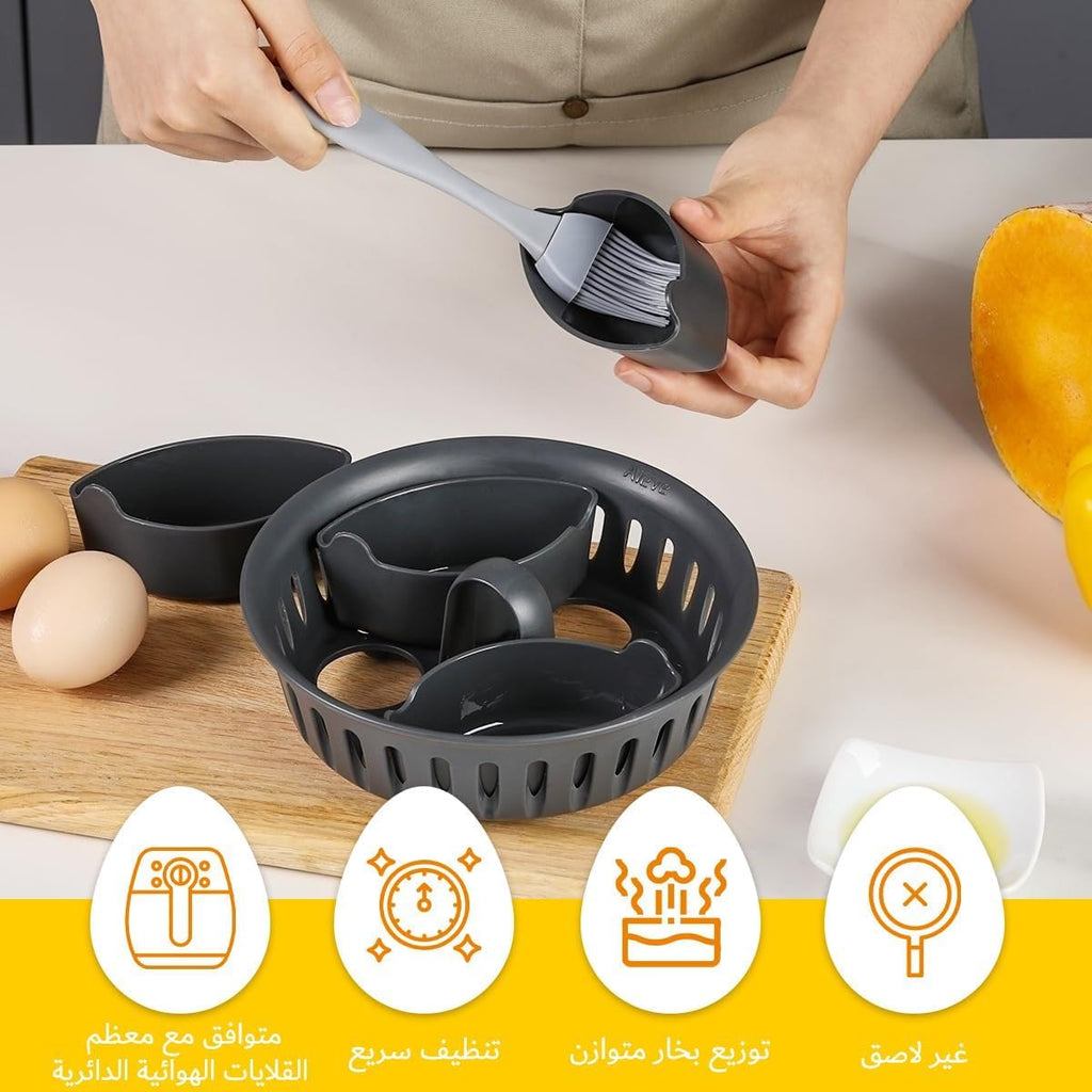 Egg Cooker with Handle, 2 in 1 Egg Maker with Removable Holder for Boiled, Scrambled and Omelette Eggs, Compact Breakfast Kitchen Accessory, Grey - image 2