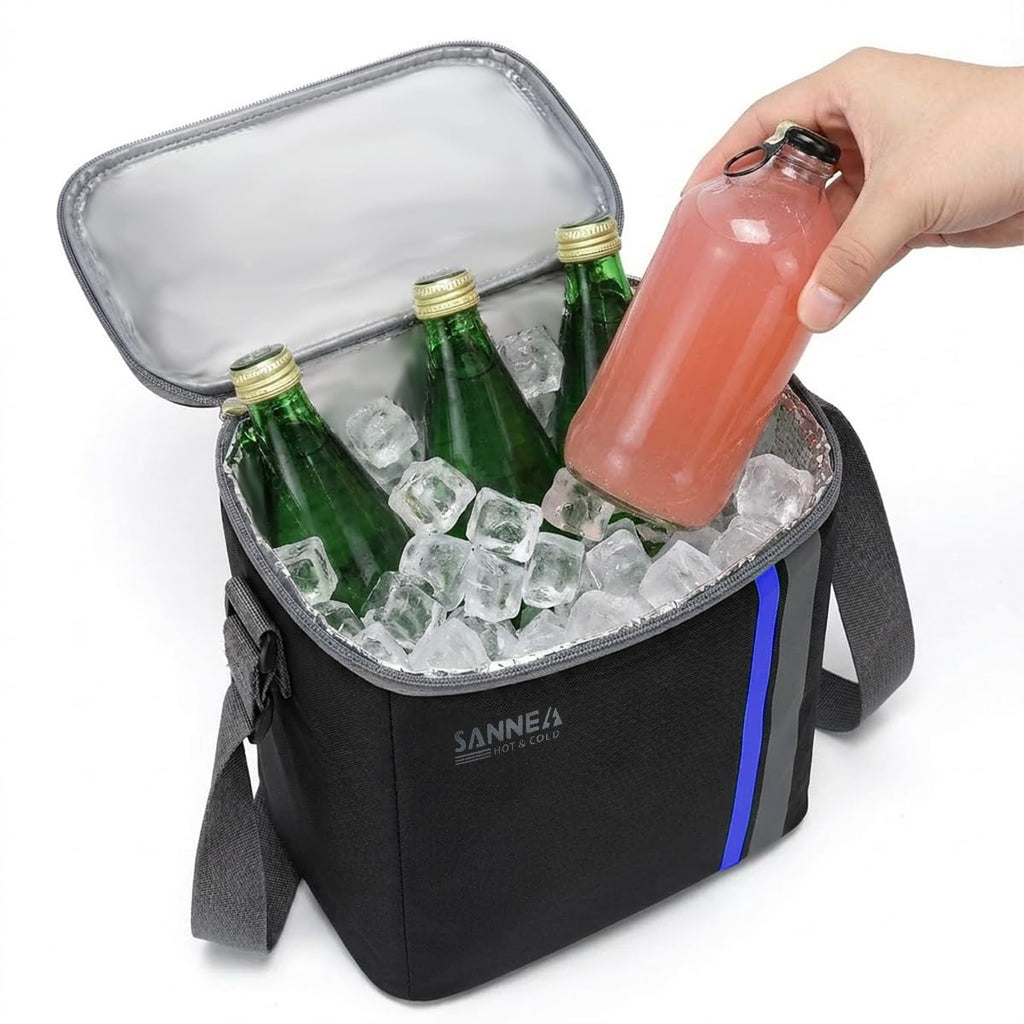 Insulated Lunch Bag 8L, Thermal Cooler Tote with Water-Resistant Exterior and Leak-Resistant Lining, Adjustable Shoulder Strap for Work, School, Picnic and Travel, BB-569 (Black/Blue) - image 1