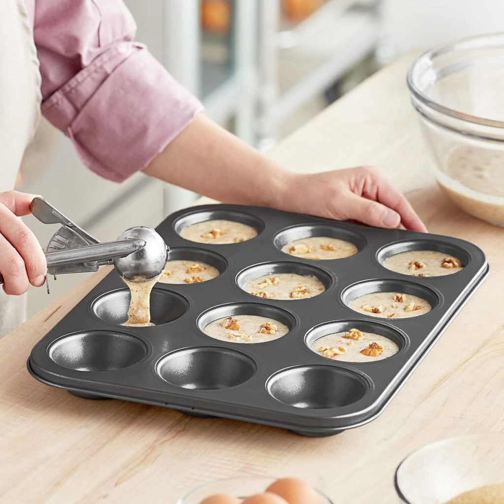 Muffin Pan 12 Cup, Nonstick Cupcake Baking Tray with Round Wells, Reusable Dishwasher-Safe Bakeware for Muffins, Mini Cakes, Cheesecakes and Kitchen Baking - image 4