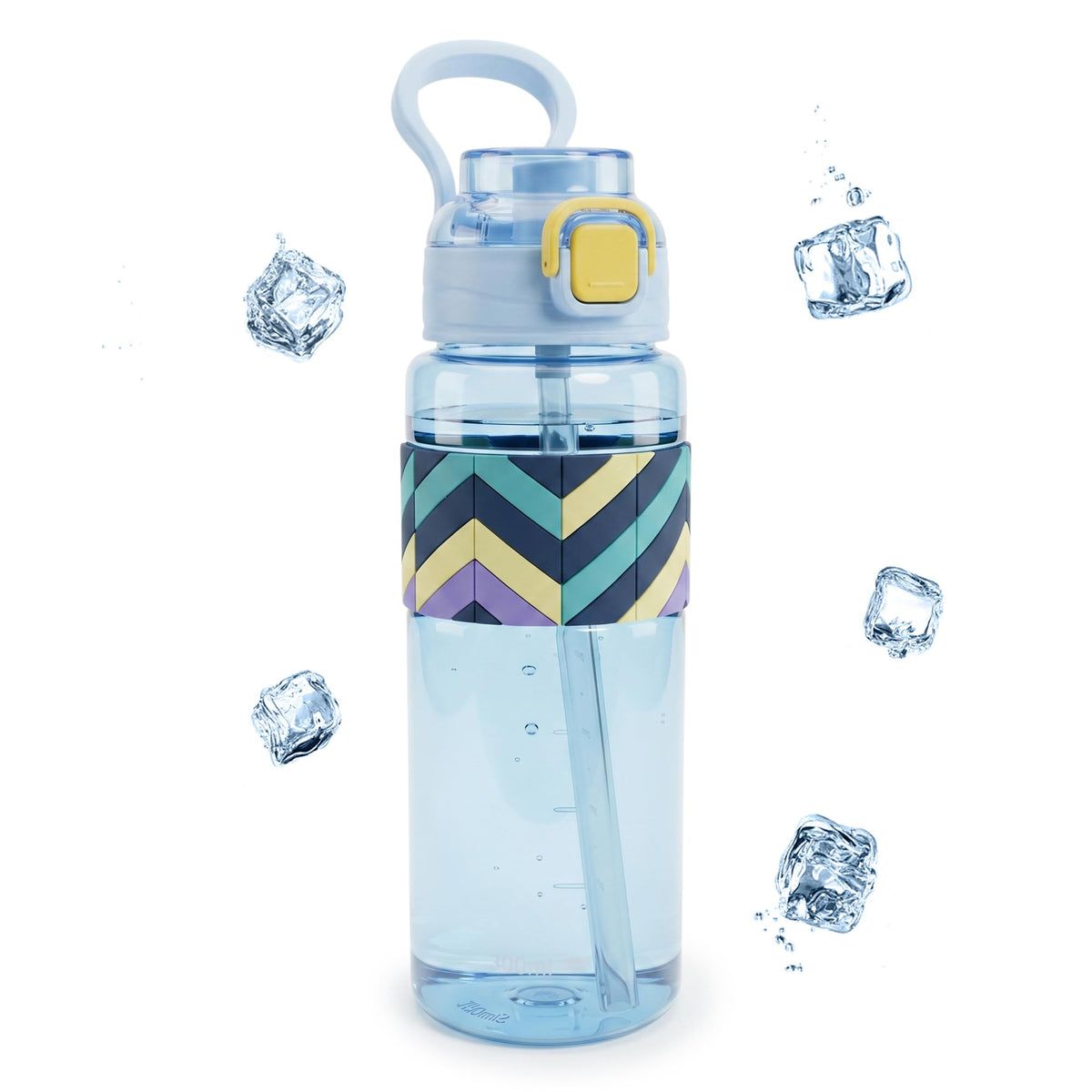 Sports Water Bottle 800ml with Carry Handle, BPA-Free Leak-Resistant Plastic Drinking Bottle for Gym, Fitness, School, Office, Travel and Outdoor Use, FL-1312, Blue - image 1