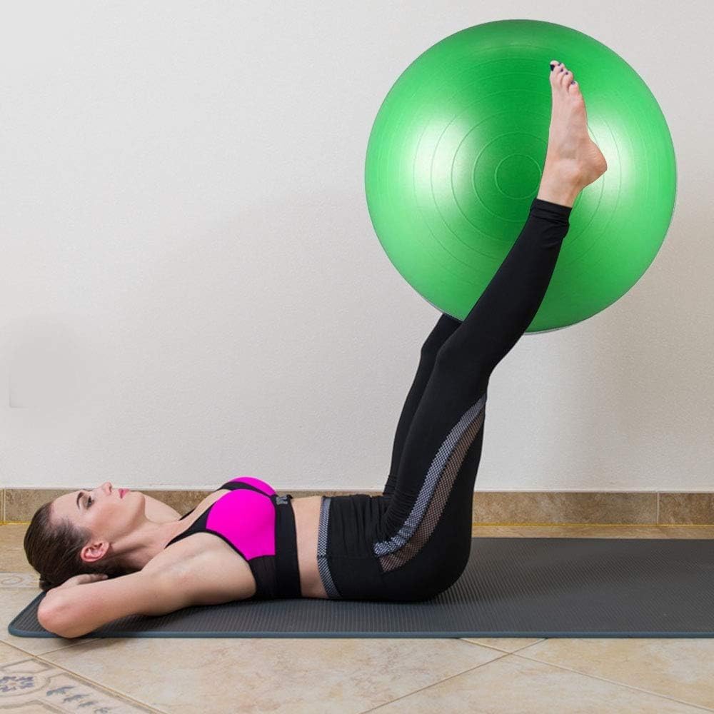 Yoga Ball Exercise Ball – Anti-Burst for Home Gym Pregnancy Pilates, Physical Therapy & Balance Training Stability Ball with Quick Pump – Slip-Resistant Swiss Ball (Green) (75cm) - image 6