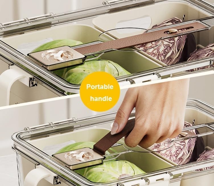 Food Storage Container 3000ml with Lid and Handle, Clear BPA-Free Acrylic Fridge Organizer Bin for Vegetables, Fruit and Kitchen Refrigerator Storage - image 5
