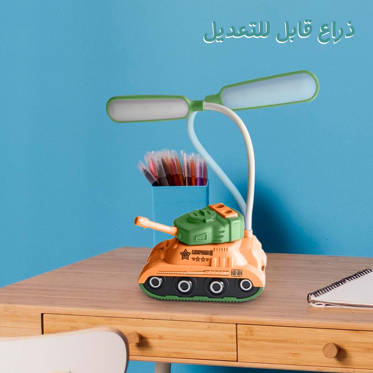 LED Desk Lamp with Phone Holder, USB Powered Study and Reading Table Light with Night Light and Wide-Area Illumination for Home Office, Bedroom and Students, YC-9900A/B/C (Orange) - image 4