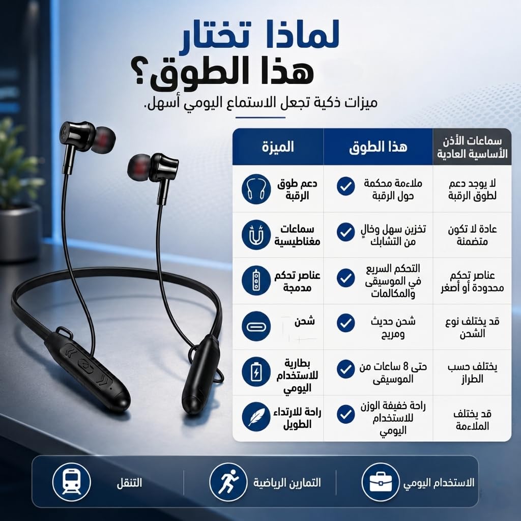 Bluetooth Neckband Headset, Wireless Sports Earphones with Mic, Magnetic Earbuds, HiFi Stereo Sound, Noise Reduction, Bluetooth 5.4 and Up to 48H Battery, YD-24, Black - image 4