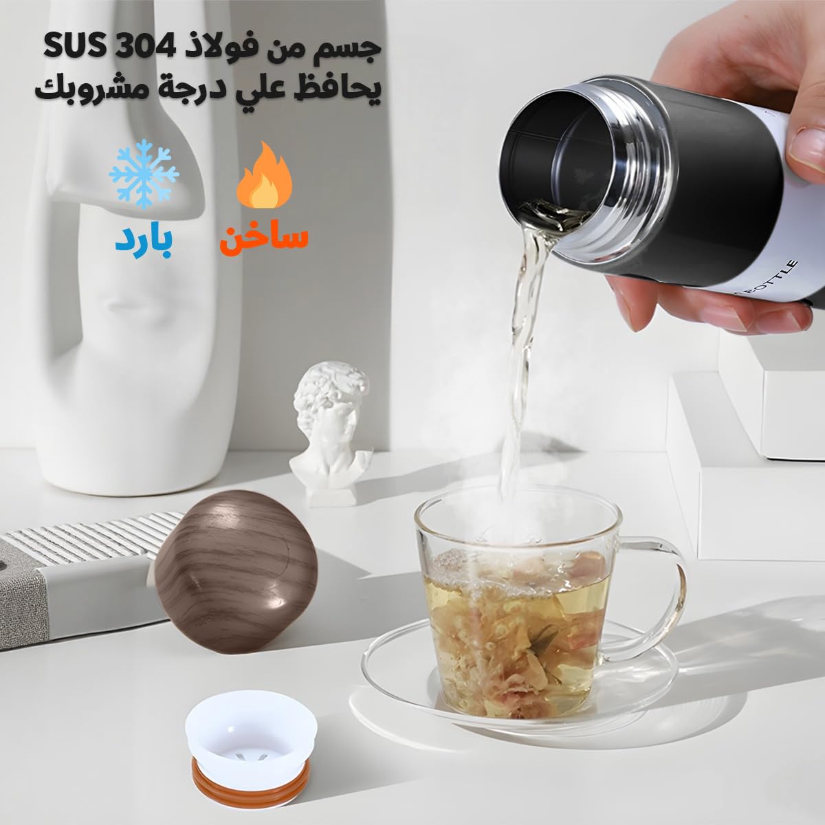 Mini Water Bottle 150 ml, Vacuum Insulated Stainless Steel Pocket Flask for Coffee, Tea, Hot and Cold Drinks, Lightweight Portable Design for Work and Travel (Black) - image 5