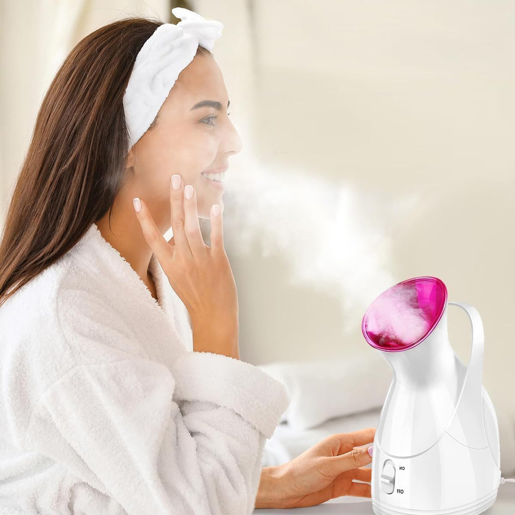 Facial Steamer 280W, Nano Ionic Face and Hair Steamer with Warm Mist, Corded Home Spa Device for Cleansing, Moisturizing and Skincare Routine, HG-608 (White) - image 7