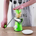 Vegetable Slicer, Manual Rotary Drum Grater with Interchangeable Blades, Hand Crank and Non-Slip Suction Base for Cheese, Carrot, Cucumber and Salad, Green - image 1